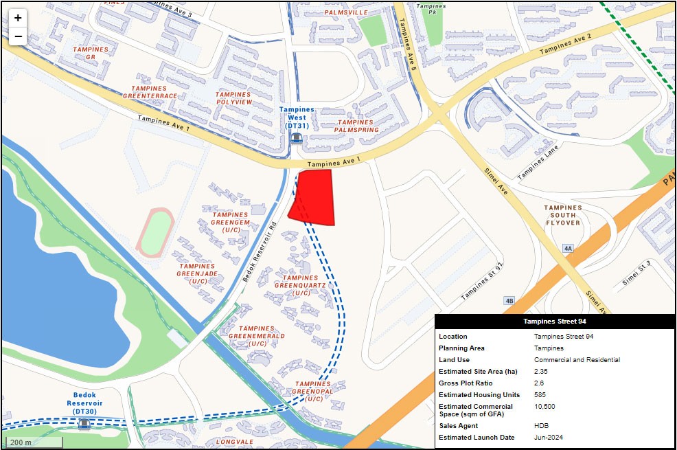 Tampines Street 94 New Launch: HDB Announces Sale of 99-Year Mixed-Use Site